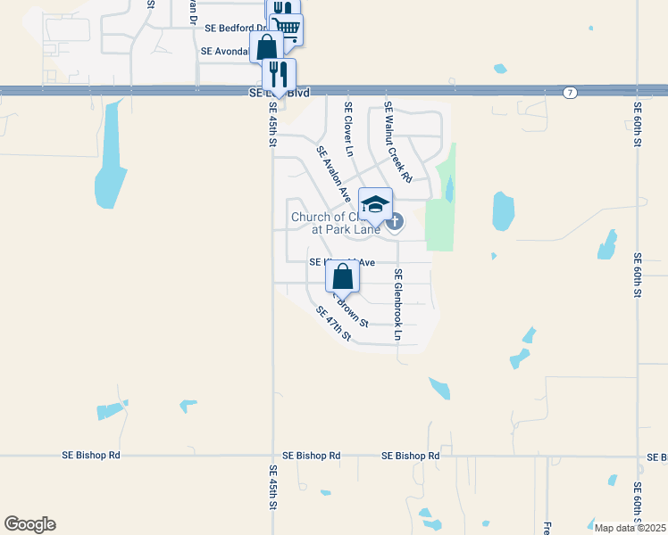 map of restaurants, bars, coffee shops, grocery stores, and more near 4706 Southeast Brown Street in Lawton