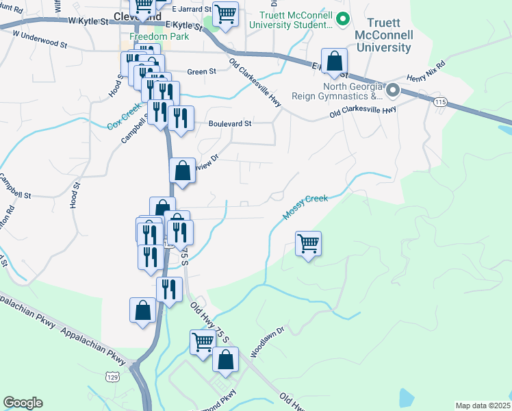 map of restaurants, bars, coffee shops, grocery stores, and more near Bryant St in Cleveland
