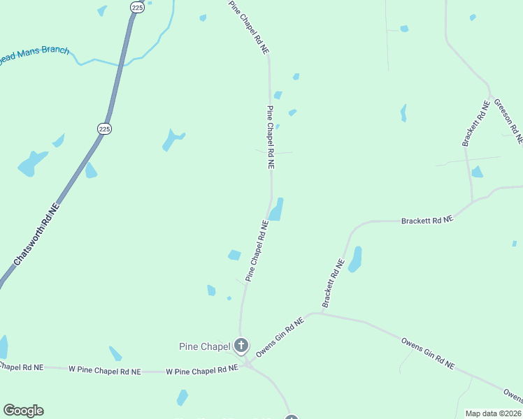 map of restaurants, bars, coffee shops, grocery stores, and more near 2512 Pine Chapel Road Northeast in Resaca