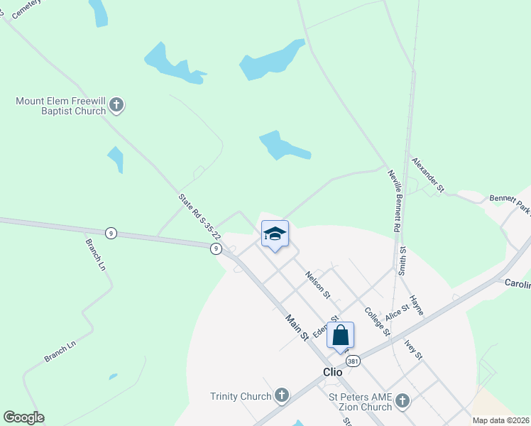 map of restaurants, bars, coffee shops, grocery stores, and more near 202 Allen Street in Clio