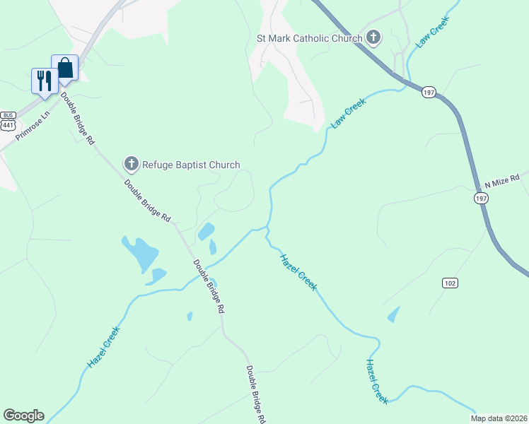 map of restaurants, bars, coffee shops, grocery stores, and more near 262 Lakewood Cove Drive in Demorest