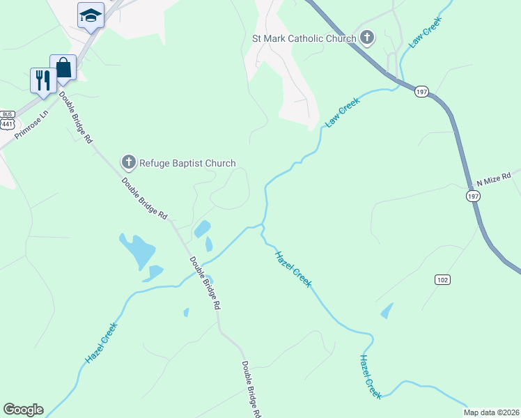 map of restaurants, bars, coffee shops, grocery stores, and more near 262 Lakewood Cove Drive in Demorest