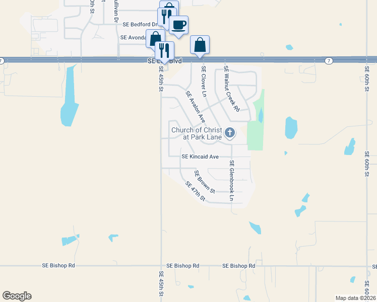 map of restaurants, bars, coffee shops, grocery stores, and more near 1706 Southeast Indiana Avenue in Lawton