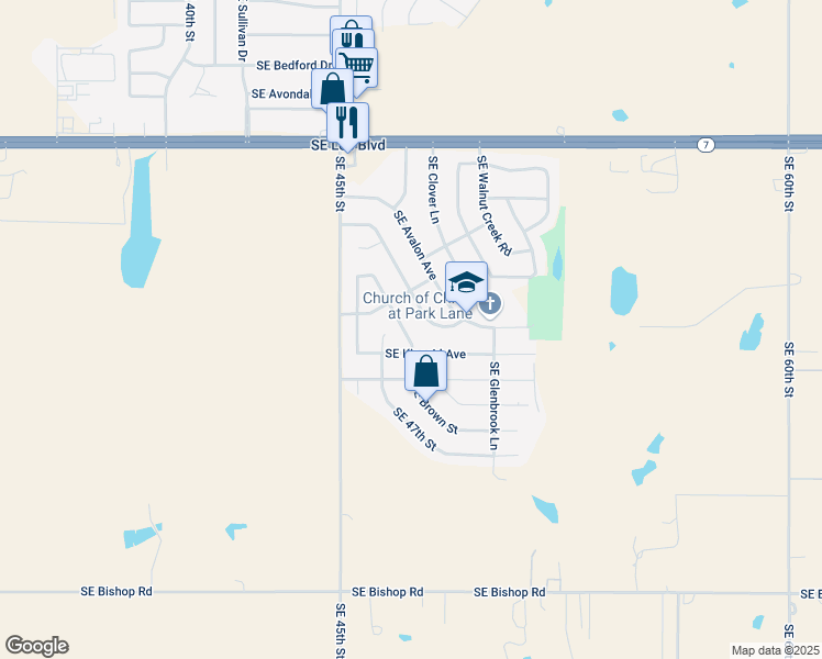 map of restaurants, bars, coffee shops, grocery stores, and more near 1706 Southeast Indiana Avenue in Lawton