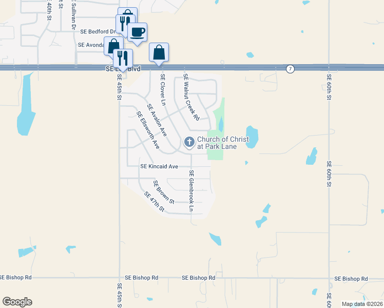 map of restaurants, bars, coffee shops, grocery stores, and more near 4912 Southeast Avalon Avenue in Lawton
