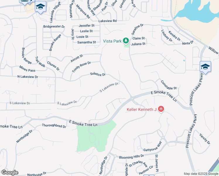 map of restaurants, bars, coffee shops, grocery stores, and more near 1223 South Lakeview Drive in Prescott