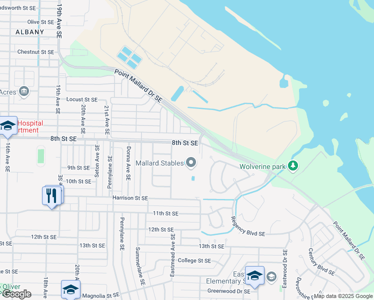map of restaurants, bars, coffee shops, grocery stores, and more near 2307 8th Street Southeast in Decatur