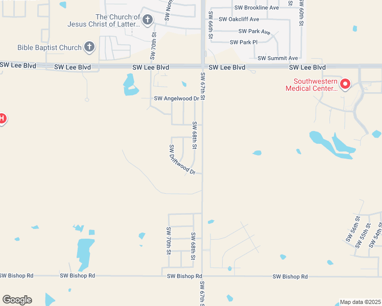 map of restaurants, bars, coffee shops, grocery stores, and more near 1809 Southwest 69th Street in Lawton