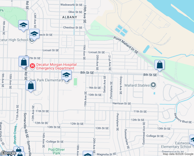map of restaurants, bars, coffee shops, grocery stores, and more near 1203 20th Avenue Southeast in Decatur