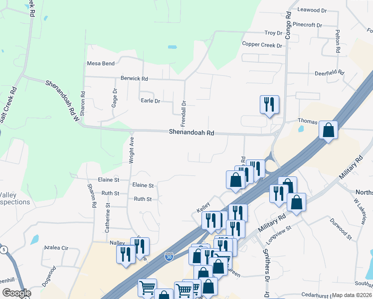 map of restaurants, bars, coffee shops, grocery stores, and more near 701 Bridgewater Drive in Benton