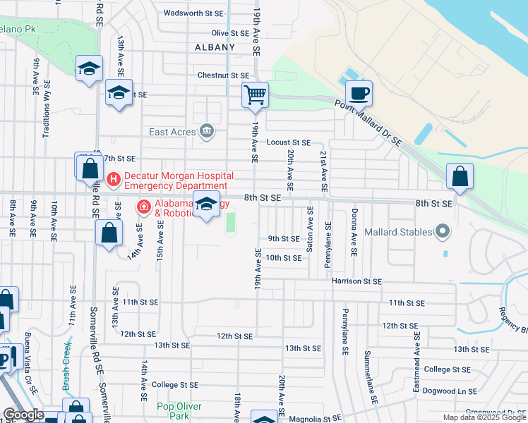 map of restaurants, bars, coffee shops, grocery stores, and more near 1206 19th Ave SE in Decatur