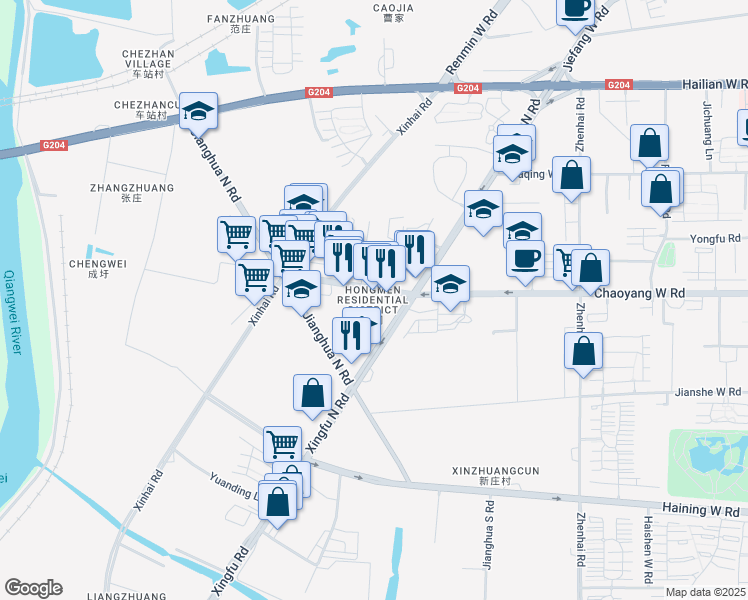 map of restaurants, bars, coffee shops, grocery stores, and more near in Lianyungang