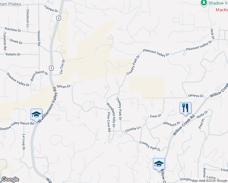 map of restaurants, bars, coffee shops, grocery stores, and more near 2610 Woodland Hills Drive in Prescott