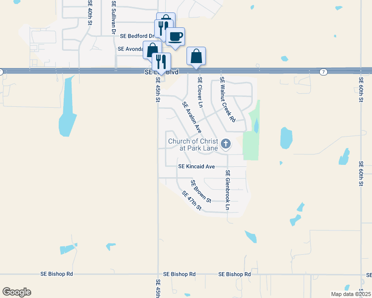 map of restaurants, bars, coffee shops, grocery stores, and more near 1706 Southeast Indiana Avenue in Lawton