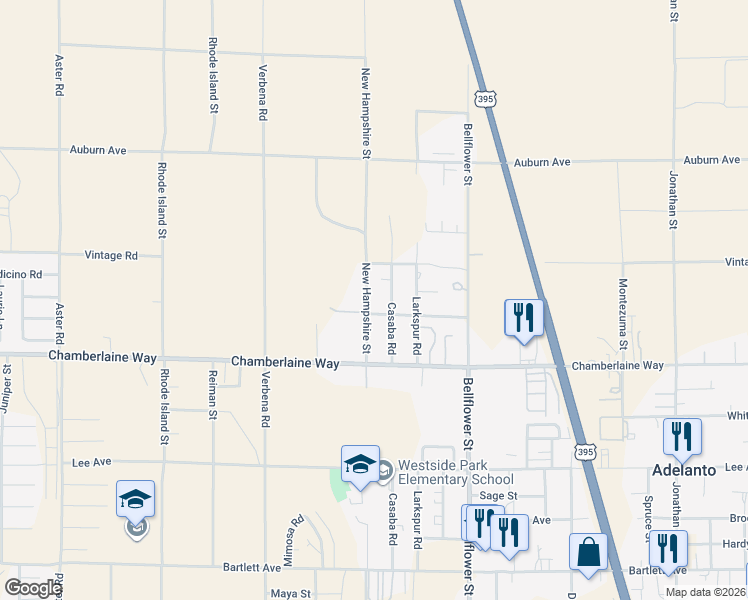 map of restaurants, bars, coffee shops, grocery stores, and more near in Adelanto