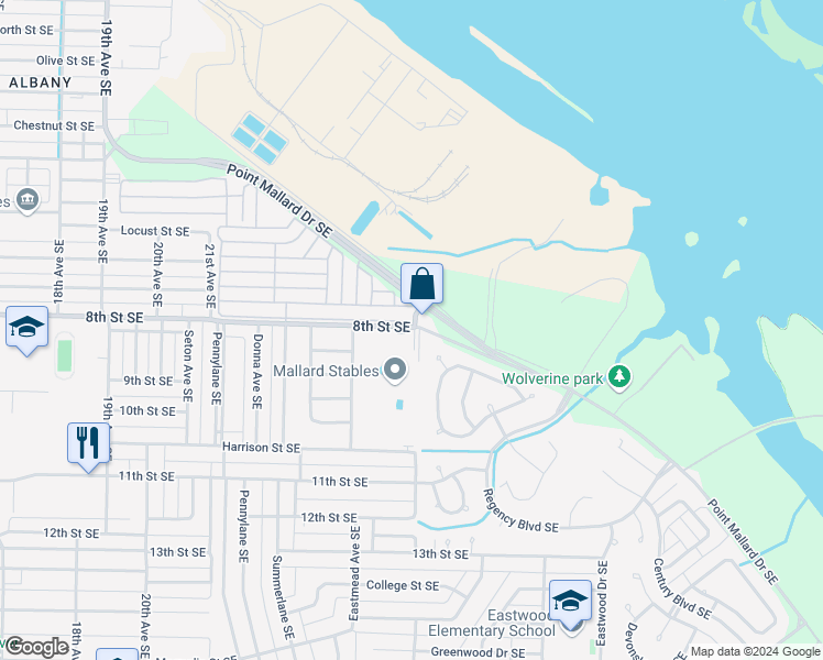 map of restaurants, bars, coffee shops, grocery stores, and more near 2400 Somerset Court Southeast in Decatur