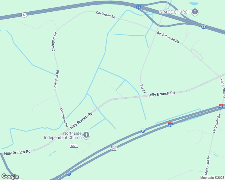 map of restaurants, bars, coffee shops, grocery stores, and more near 99 Leola Drive in Lumberton