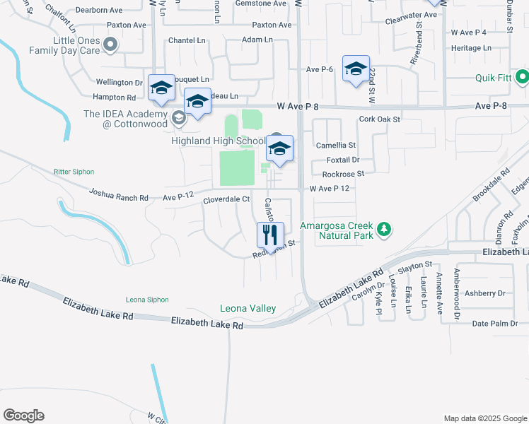 map of restaurants, bars, coffee shops, grocery stores, and more near 38849 Calistoga Street in Palmdale