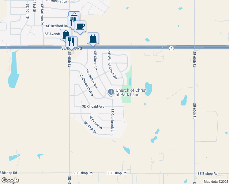 map of restaurants, bars, coffee shops, grocery stores, and more near 4912 Southeast Avalon Avenue in Lawton