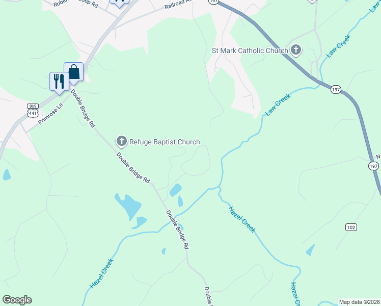 map of restaurants, bars, coffee shops, grocery stores, and more near 360 Lakewood Cove Drive in Demorest