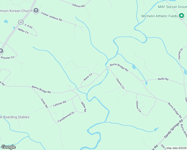 map of restaurants, bars, coffee shops, grocery stores, and more near 102 Pitts Road in Anderson