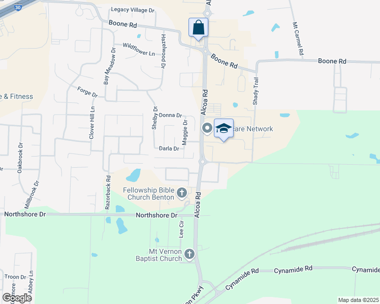 map of restaurants, bars, coffee shops, grocery stores, and more near 4417 Mandy Circle in Benton