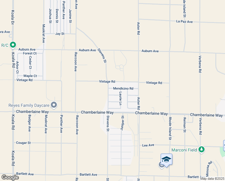 map of restaurants, bars, coffee shops, grocery stores, and more near 10328 Mendicino Road in Adelanto