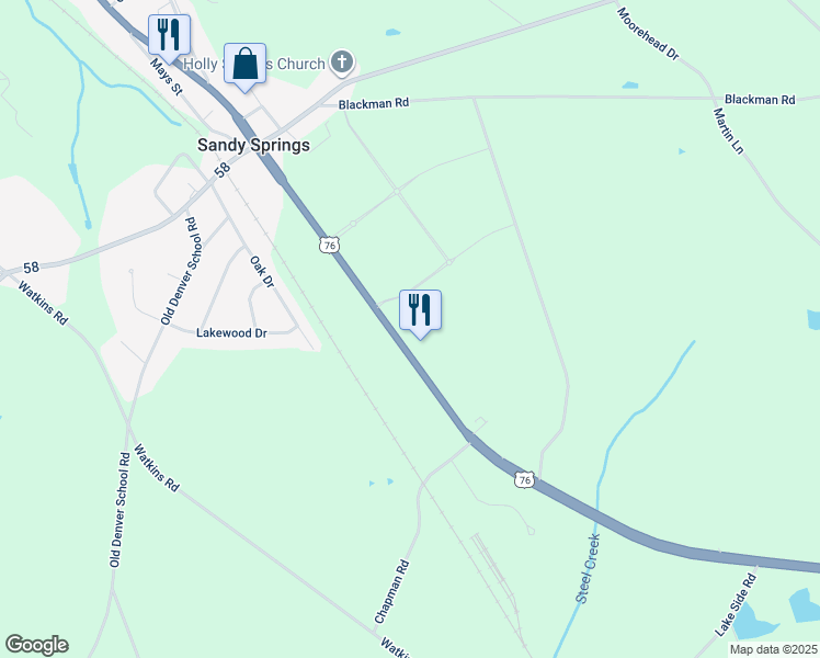 map of restaurants, bars, coffee shops, grocery stores, and more near in Sandy Springs