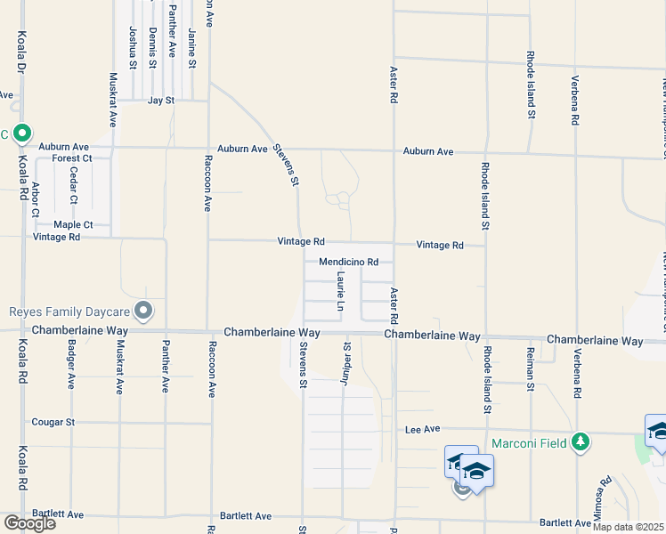 map of restaurants, bars, coffee shops, grocery stores, and more near 10369 Mendicino Road in Adelanto