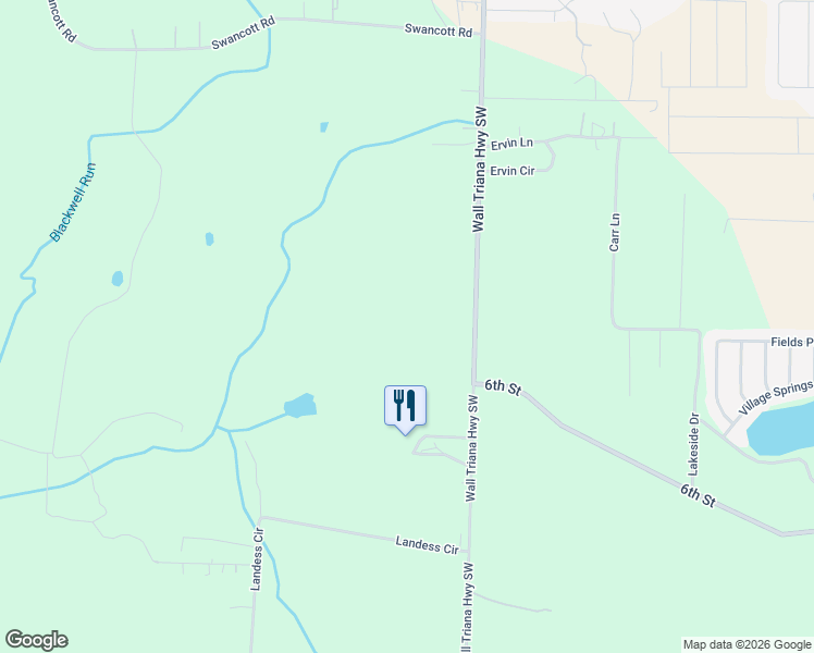 map of restaurants, bars, coffee shops, grocery stores, and more near 980 Wall Triana Highway Southwest in Madison