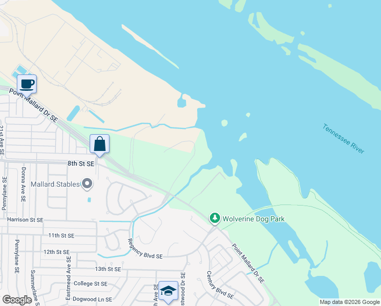 map of restaurants, bars, coffee shops, grocery stores, and more near Monogram Drive in Decatur