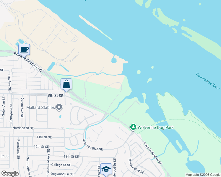 map of restaurants, bars, coffee shops, grocery stores, and more near Monogram Drive in Decatur