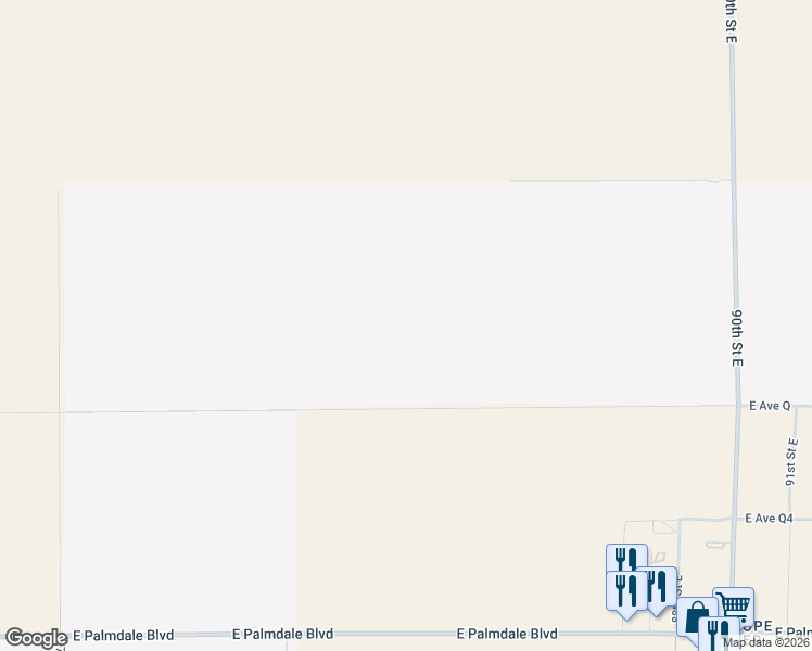 map of restaurants, bars, coffee shops, grocery stores, and more near 2 East Avenue P-12 in Palmdale