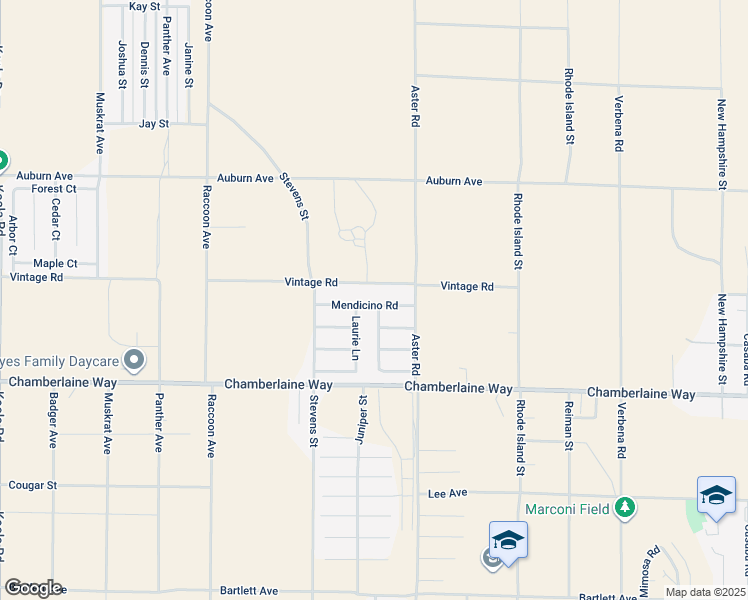 map of restaurants, bars, coffee shops, grocery stores, and more near 10416 Mendicino Road in Adelanto