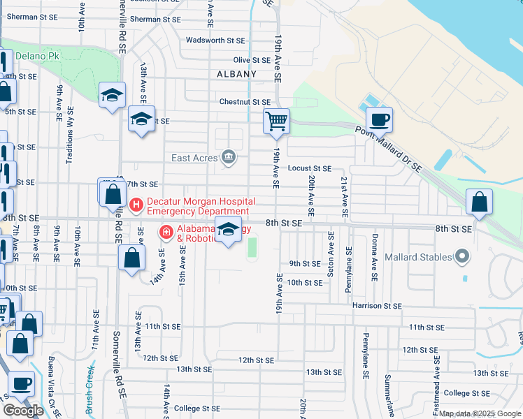 map of restaurants, bars, coffee shops, grocery stores, and more near 1813 Enolam Blvd SE in Decatur