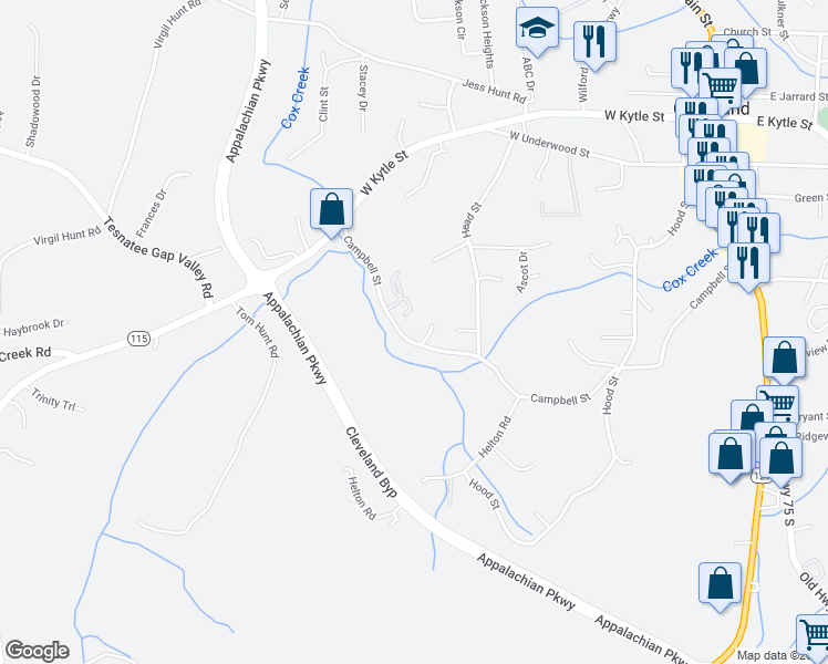map of restaurants, bars, coffee shops, grocery stores, and more near 896 Campbell Street in Cleveland