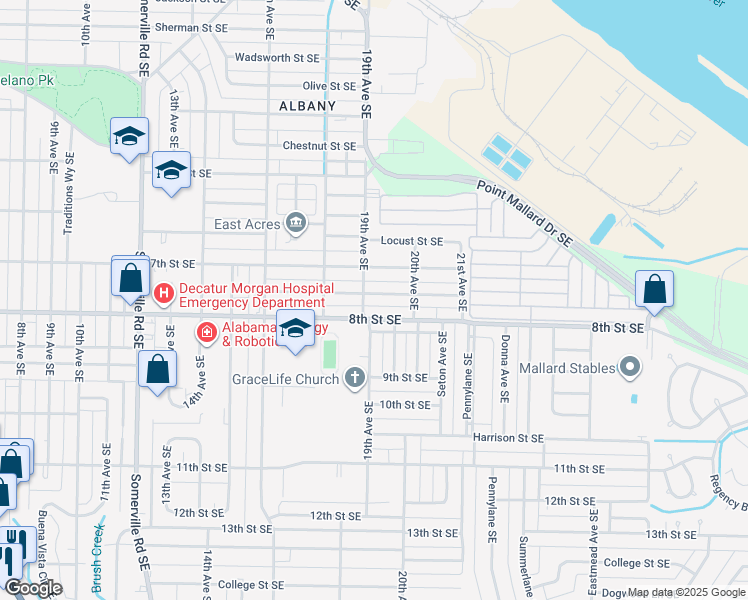 map of restaurants, bars, coffee shops, grocery stores, and more near 1905 Enolam Boulevard Southeast in Decatur