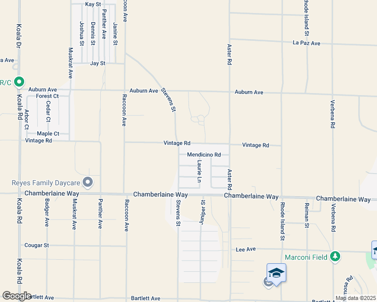 map of restaurants, bars, coffee shops, grocery stores, and more near 10328 Mendicino Road in Adelanto