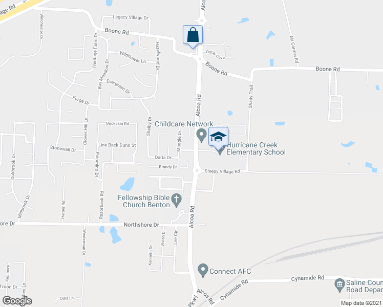 map of restaurants, bars, coffee shops, grocery stores, and more near 4416 Loretta Lane in Benton