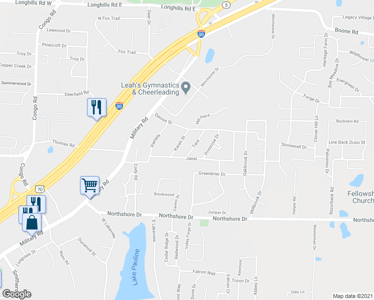 map of restaurants, bars, coffee shops, grocery stores, and more near 2900 Tara in Benton