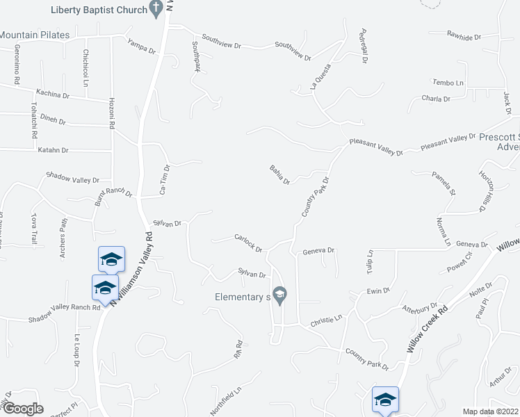 map of restaurants, bars, coffee shops, grocery stores, and more near 1220 Carlock Drive in Prescott