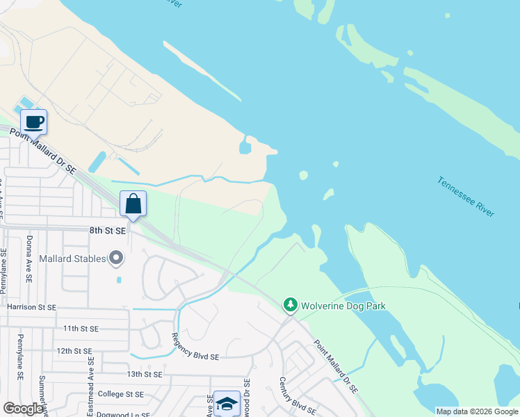 map of restaurants, bars, coffee shops, grocery stores, and more near Monogram Drive in Decatur