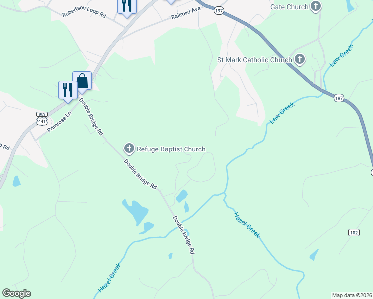 map of restaurants, bars, coffee shops, grocery stores, and more near 360 Lakewood Cove Drive in Demorest