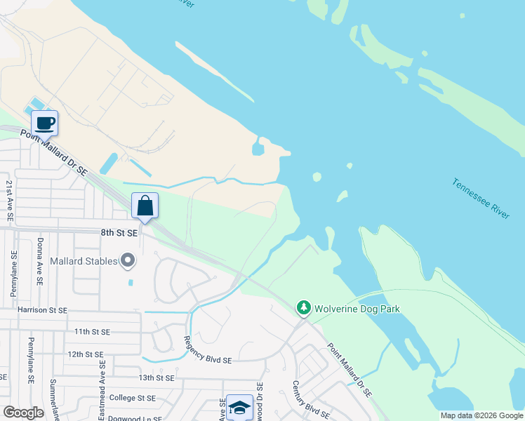 map of restaurants, bars, coffee shops, grocery stores, and more near Monogram Drive in Decatur