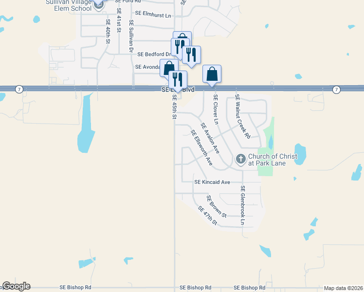 map of restaurants, bars, coffee shops, grocery stores, and more near 1602 Southeast Indiana Avenue in Lawton