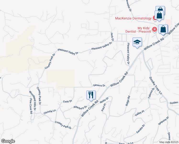 map of restaurants, bars, coffee shops, grocery stores, and more near 2991 Pamela Street in Prescott