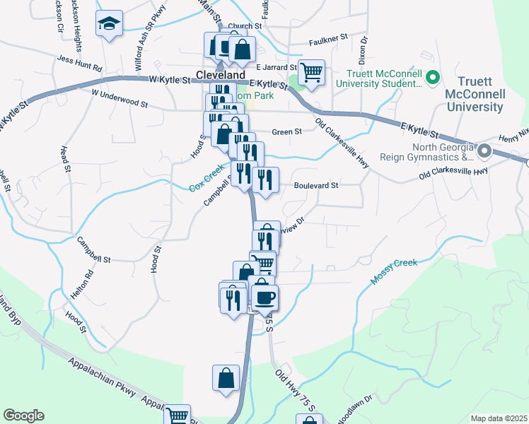map of restaurants, bars, coffee shops, grocery stores, and more near in Cleveland