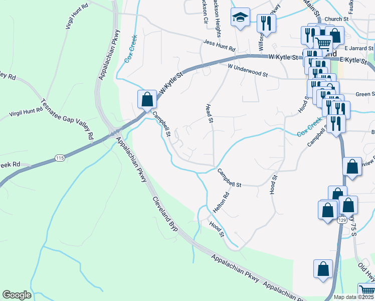 map of restaurants, bars, coffee shops, grocery stores, and more near 896 Campbell Street in Cleveland