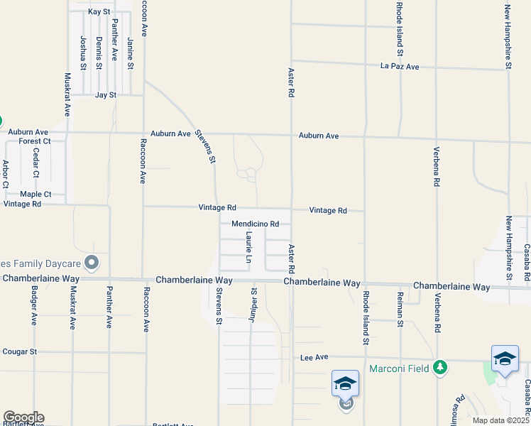 map of restaurants, bars, coffee shops, grocery stores, and more near 10408 Mendicino Road in Adelanto