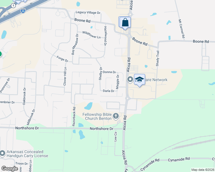 map of restaurants, bars, coffee shops, grocery stores, and more near 3018 Brenda Drive in Benton